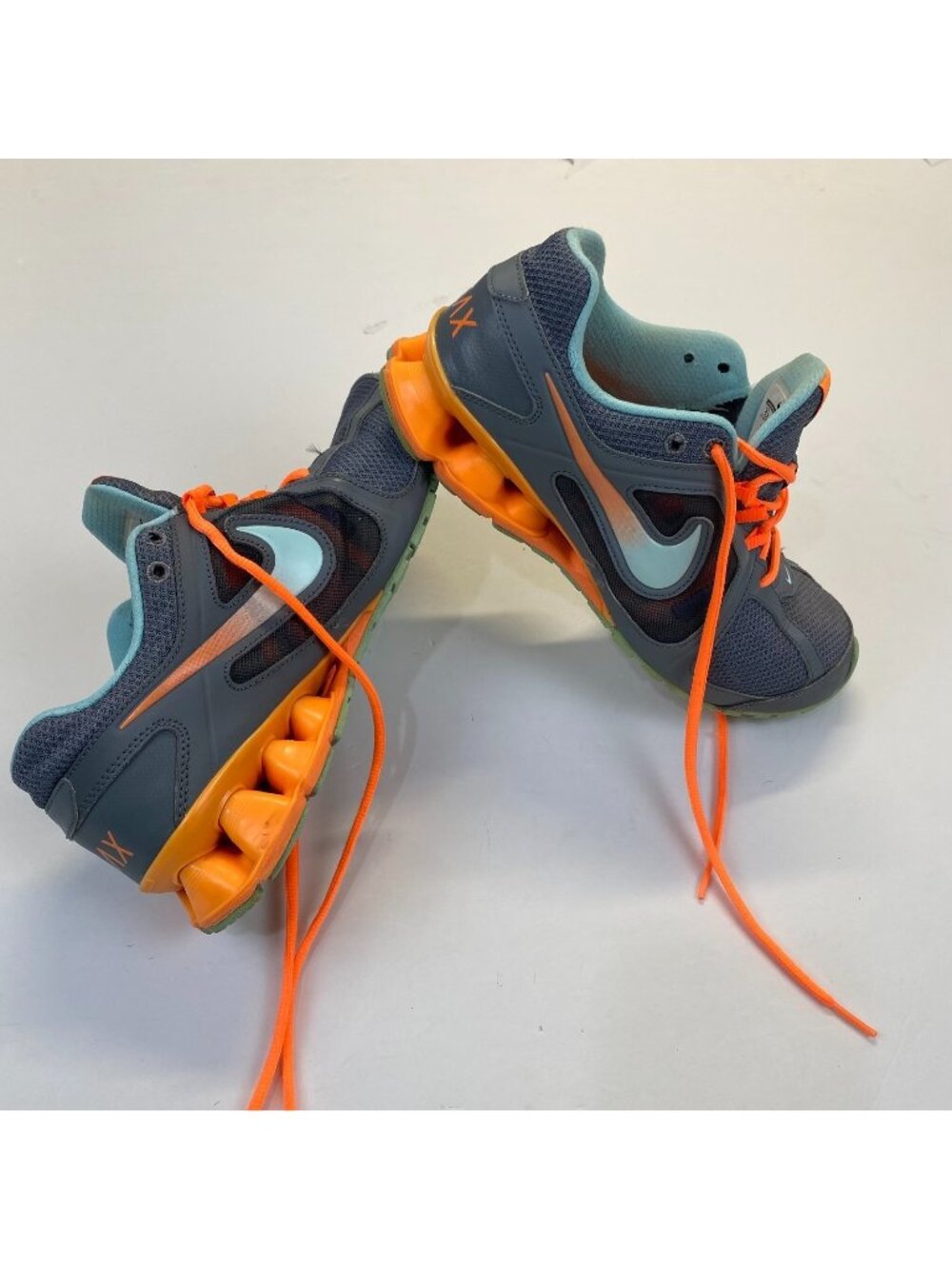 Nike Reax Run Gray Blue orange Running athletic lace Shoes 599562-008-Size 8.5